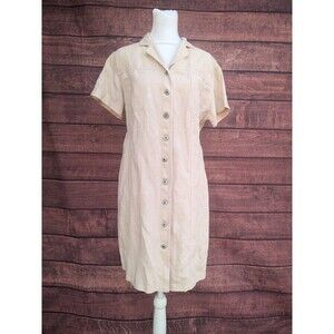 Pres de Chamonix Safari style Shirt dress linen blend outdoors Size 10